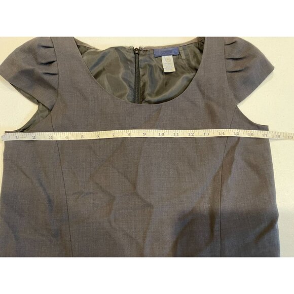 J. Crew Women Shift Dress Wool Cap Sleeve Round Neck Back Zip Charcoal Gray Sz 0 - Picture 4 of 5